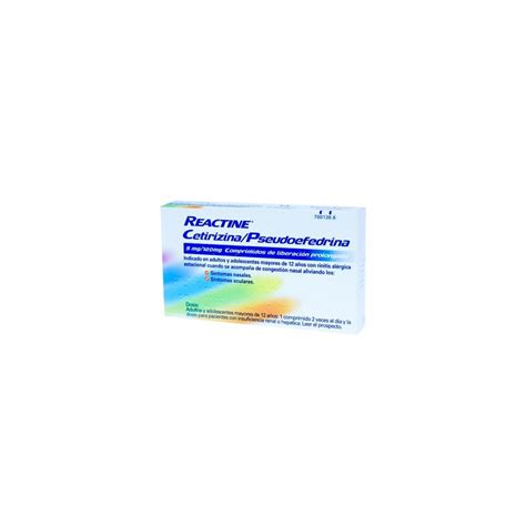 Comprar Reactine Plus Cetirizina Pseudoefedrina Mg Mg Para Alergia