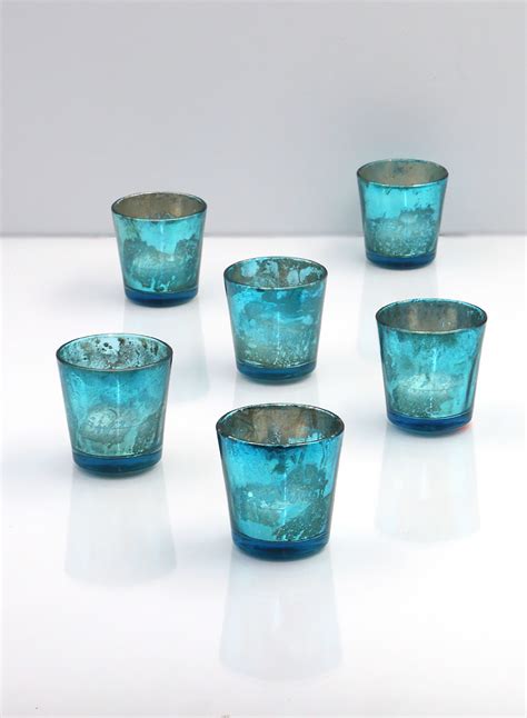 2 1 2in Antique Teal Tapered Votive Holder Set Of 6 Votive Holder Glass Votive Holders Votives