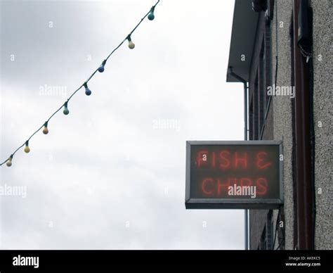 fish and chips shop sign Stock Photo - Alamy