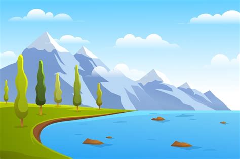 vector gradient illustration  lake scenery