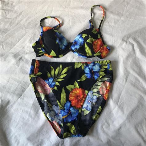 Vintage Hawaiian Floral Bikini Saint Johns Bay Depop