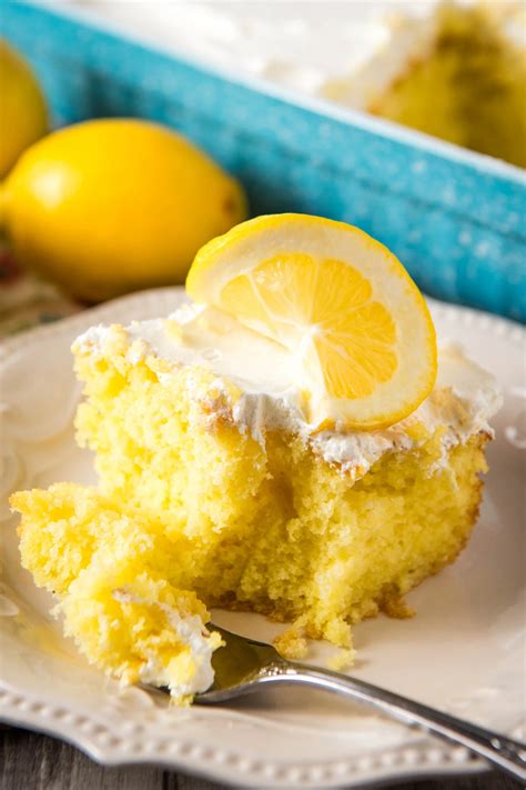 The Best Lemon Poke Cake Recipe With Jello Mix Flour On My Fingers