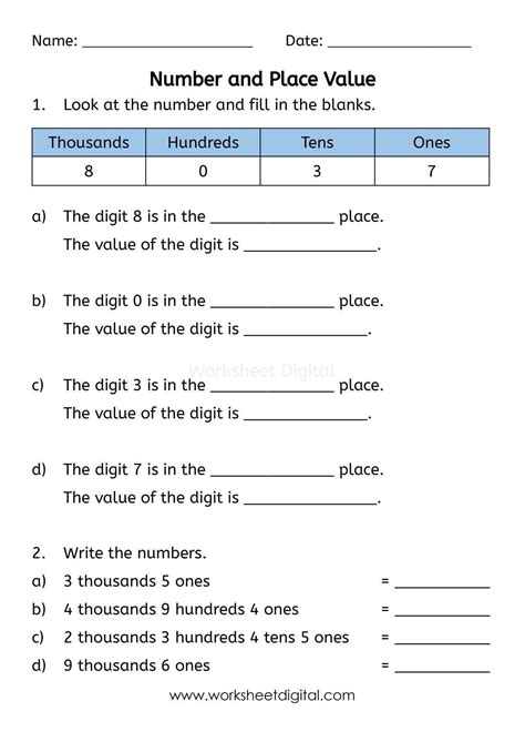 Determining Place Value Worksheet Have Fun Teaching Worksheets Library