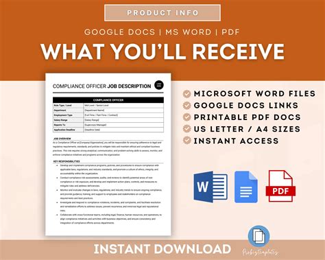 Compliance Officer Job Description Template Probiztemplates