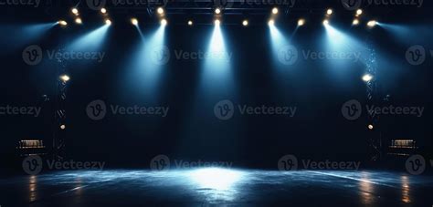 Lights on stage. Spotlight shines on the stage. Spot lighting on the