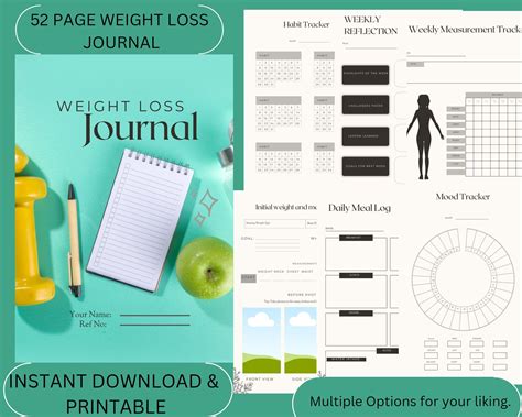 Weight Loss Planner Fitness Journal Weight Tracker Weight Loss Tracker Printable Meal Planner