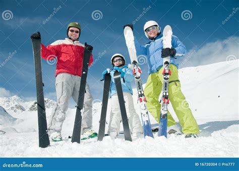 Family, ski, snow and fun stock photo. Image of playful - 16720304