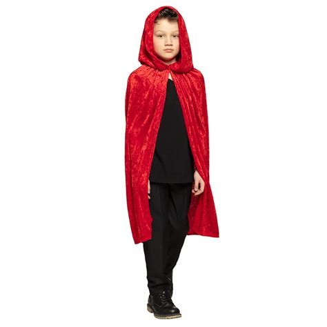 Cape En Velours Rouge Avec Capuche Pour Enfant