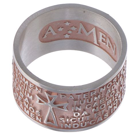 Anello Amen Padre Nostro Latino Argento rosè vendita online su HOLYART