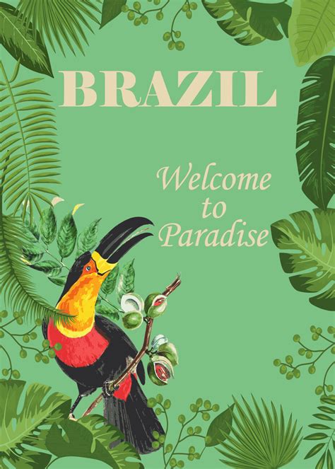 L Minas Decorativas Para Enmarcar Travel Poster For Brazil With