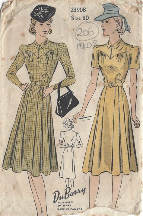 S Vintage Sewing Pattern Dress B By Du Barry B The