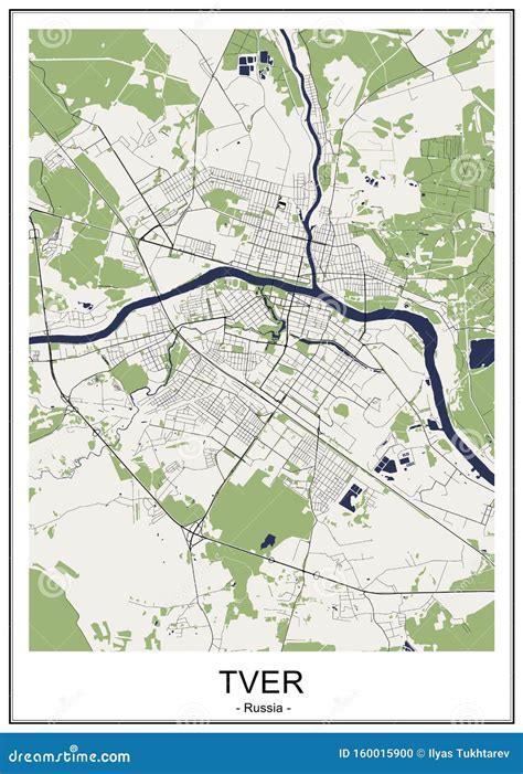 map   city  tver russia stock illustration illustration  quarter road