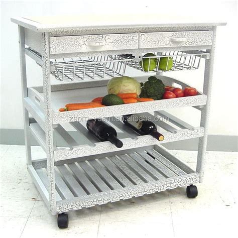 Modern Design Wooden Kitchen Trolley With 3 Tiers And Caster Wheels ...