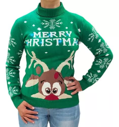 Suéter Navideño De Reno Con Luz Ugly Sweater Para Mujer Envío gratis