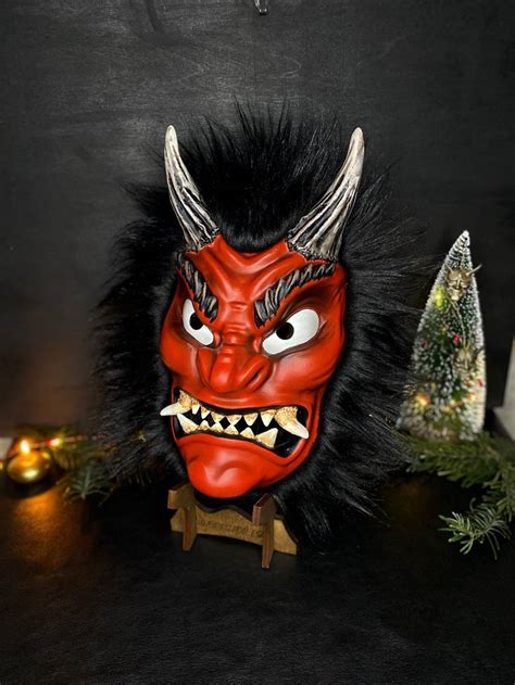 Namahage Mask With Hair, Japanese Oni Mask, Japanese Ogre Demon Mask ...