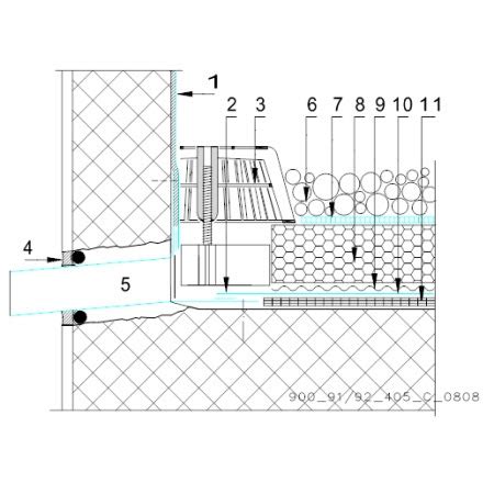 CAD Detalj Zidnog Slivnika Kod Izvedbe Hidroizolacije Inverznog Krova