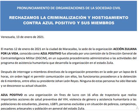 Pronunciamiento De La Sociedad Civil Rechazo A La Criminalización Y