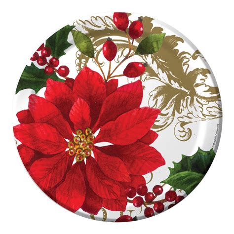 Poinsettia Paper Plates Christmas Wikii