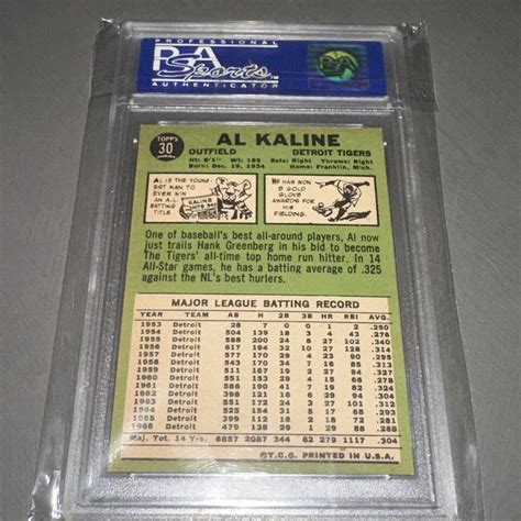 Al Kaline Topps Psa Nm Mt Detroit Tigers Ebay