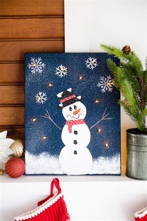 DIY Lighted Snowman Canvas - Made To Be A Momma