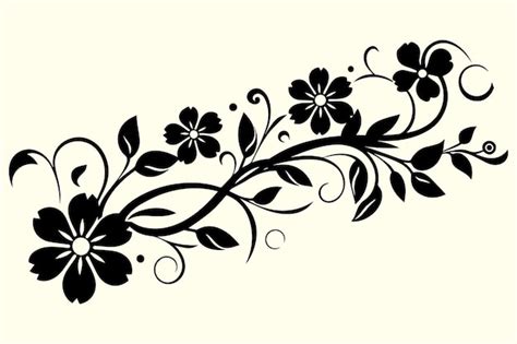 Premium Vector | Black and white floral border illustration on white ...