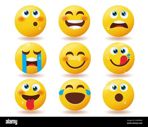 Conjunto De Vectores De Emoticono De Emoji Emoticons Personaje Feliz