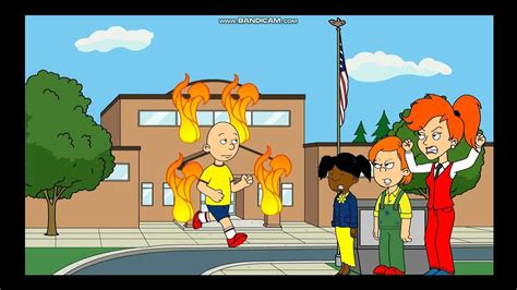 Caillou Pulls The Fire Alarm At School And Gets Grounded Youtube