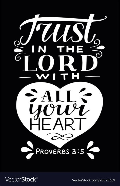 Hand Lettering With Bible Verse Trust In Lord Vector Image