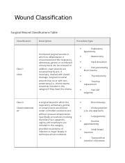 Wound Classification Docx Wound Classification Surgical Wound