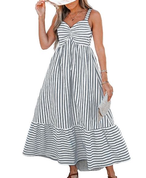 Cupshe Womens Striped Ruched Maxi Dress Macys