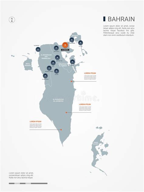 Mapa Azul Administrativo Bahrein Con Bandera Del Pa S Y Ubicaci N En