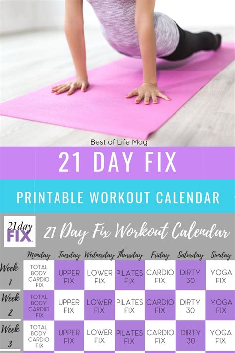 Free 21 Day Fix Printable