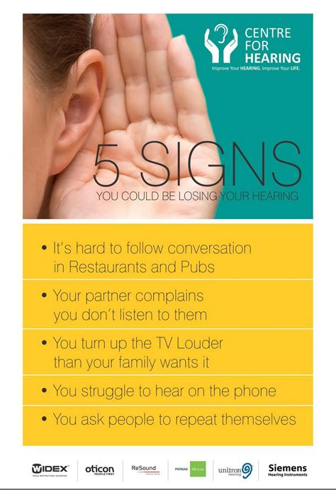 5 Signs You Are Losing Your Hearing Poster Centre For Hearing Wiki