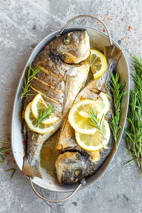 Baked Fish Dorado Sea Bream Or Dorada Fish Grilled Stock Image Image