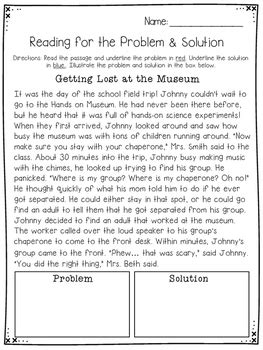 Problem And Solution Reading Comprehension Worksheets