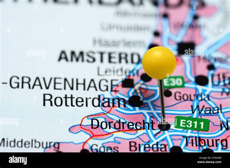 Dordrecht pinned on a map of Netherlands Stock Photo - Alamy