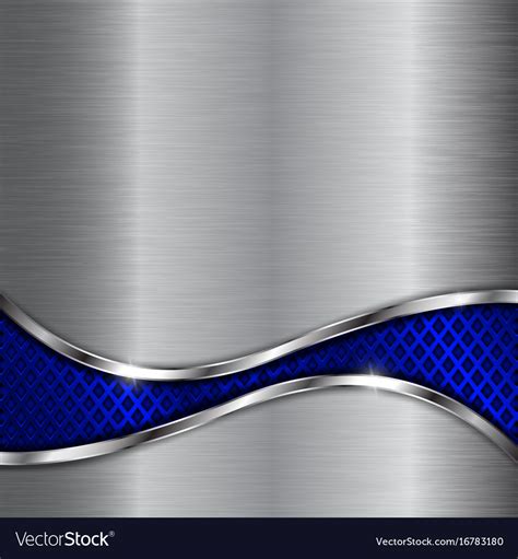 Metal Background With Blue Steel Perforated Wave Vector Image