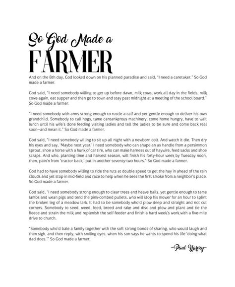 So God Made A Farmer Printable Poem