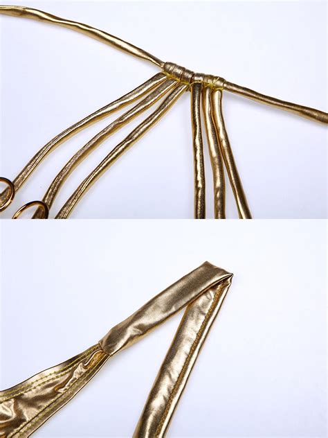 Golden Bikini Multi Rope Circle Hollow Strap Halter Neck Gold Armor