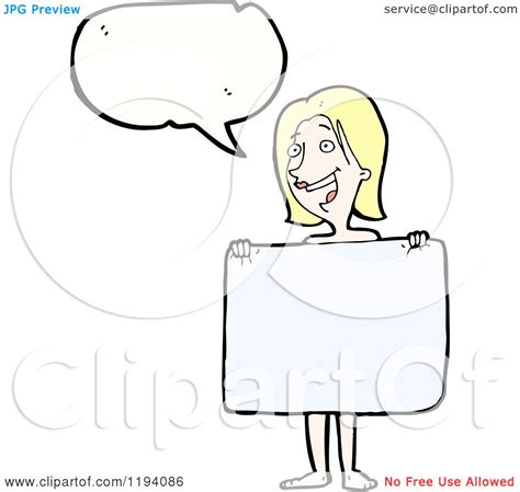 Cartoon Of A Naked Woman With A Towel Speaking Royalty Free Vector