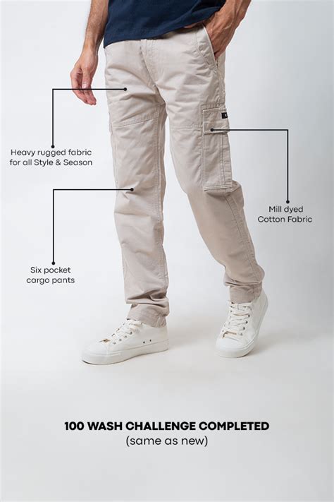 Men Slim Fit Cargo Pants - Cream - White Life