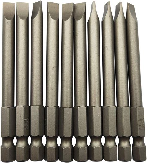 Uxcell 10 Pcs 6mm Slotted Tip Magnetic Flat Head Screwdriver Bits 1 4