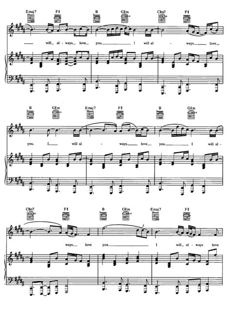 I WILL ALWAYS LOVE YOU Piano Sheet music | Easy Sheet Music