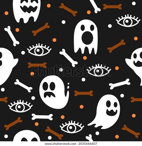 Cute Ghost Eyes Halloween Pattern Illustration Stock Vector (Royalty Free) 2035666607 | Shutterstock