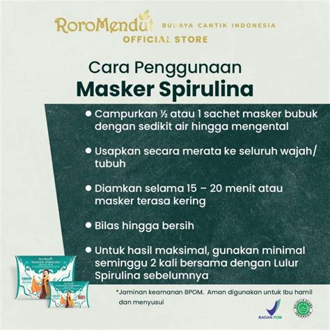 Jual Masker Spirulina Bpom Roro Mendut Di Seller Roromendut Jatim