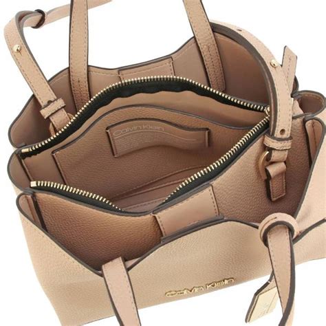 Calvin Klein Outlet Medium Sided Bag In Textured Eco Leather With Shoulder Strap Handbag