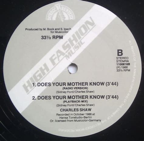 Charles Shaw Does Your Mother Know 12″ Maxi Akerrecords Nl