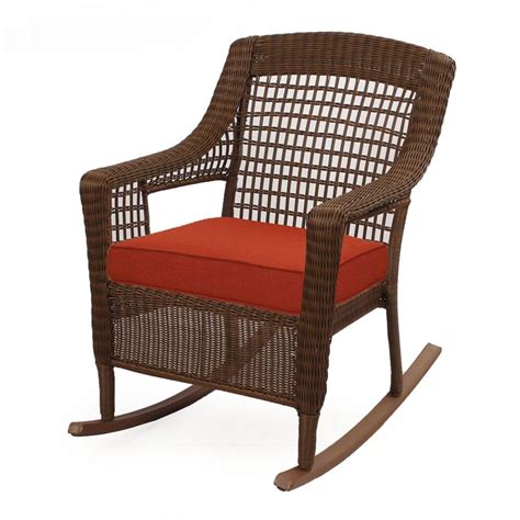 Hampton Bay Spring Haven Brown All-Weather Wicker Outdoor Patio Rocking ...