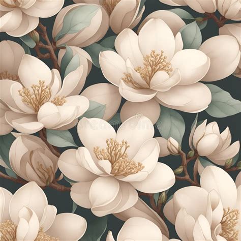 Background With Magnolias Watercolor Stock Illustration Illustration