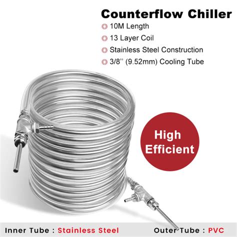 Counterflow Wort Chiller 38 X 10M Stainless Steel Cooling Tube Super